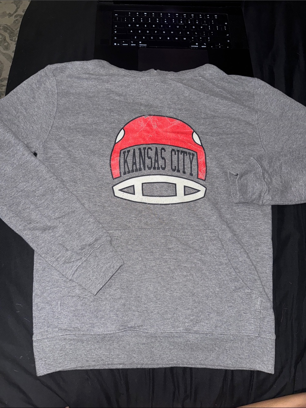 Kansas City Graphic Crewneck Sweater - Grey with Red Helmet